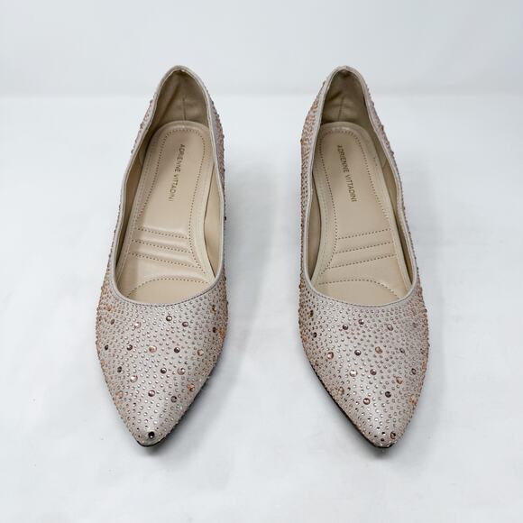 [Adrienne Vittadini] Fiona Crystal Sequined Pointed Toe Block Heel Pumps Sz 11M - Picture 6 of 11